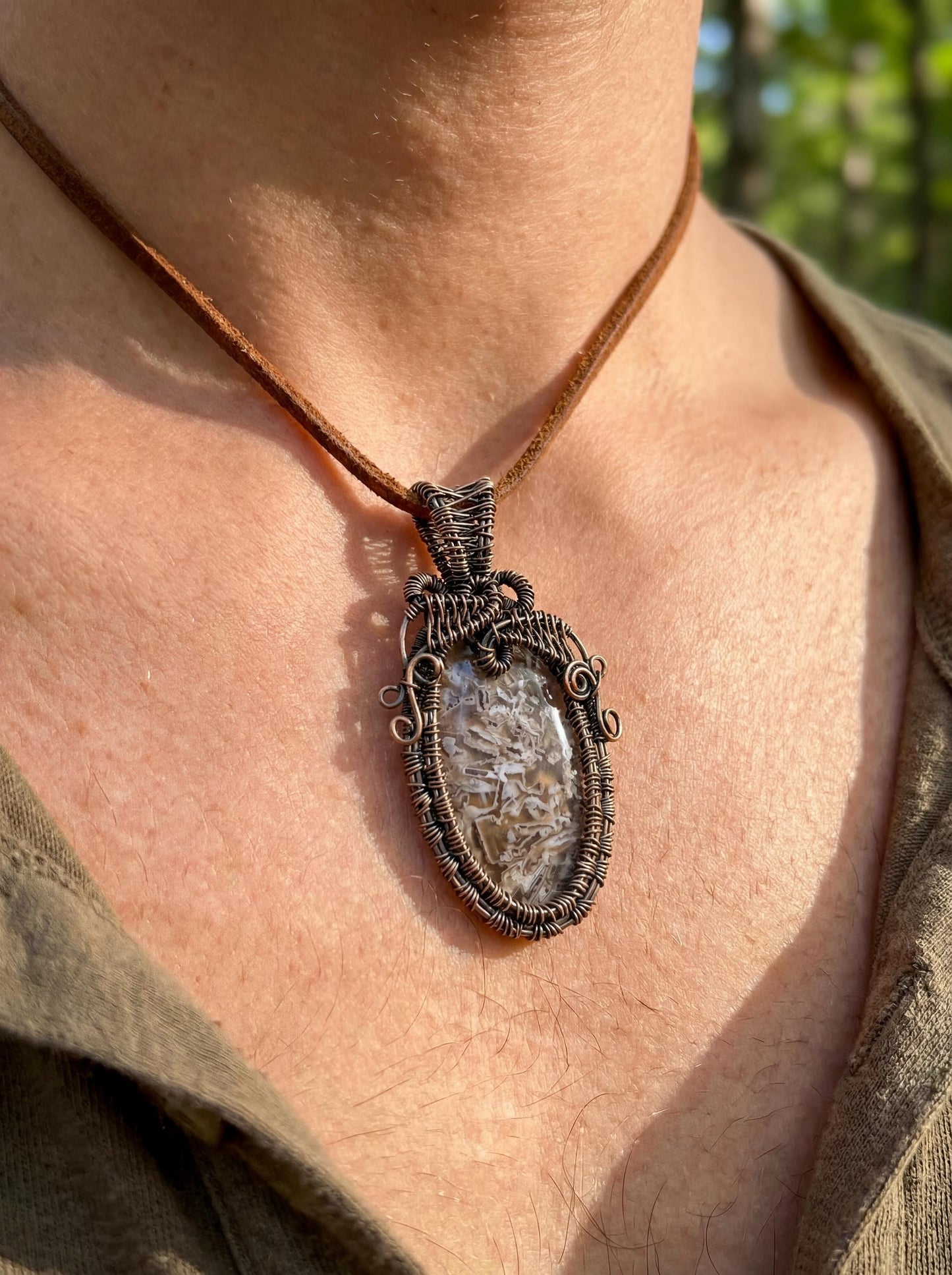 Wire Wrapped Crystal Pendant | Forest Woodland Talisman Necklace