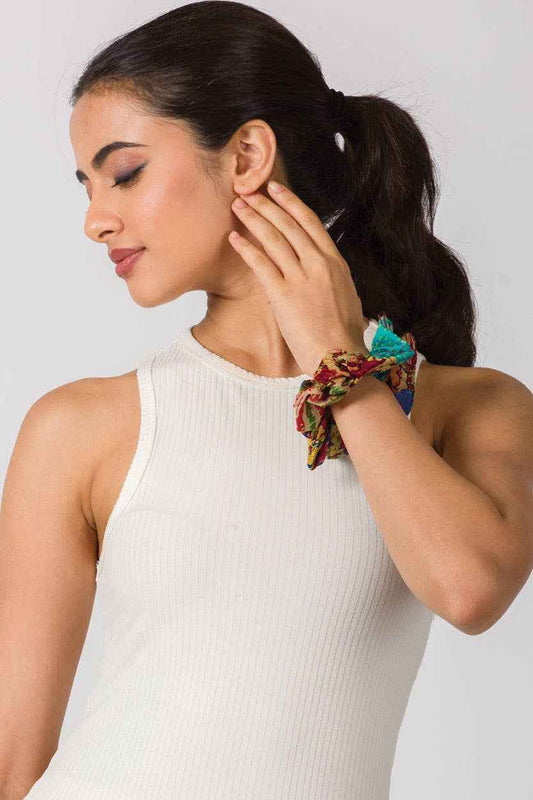 Silk Kantha Scrunchies - Set of 2