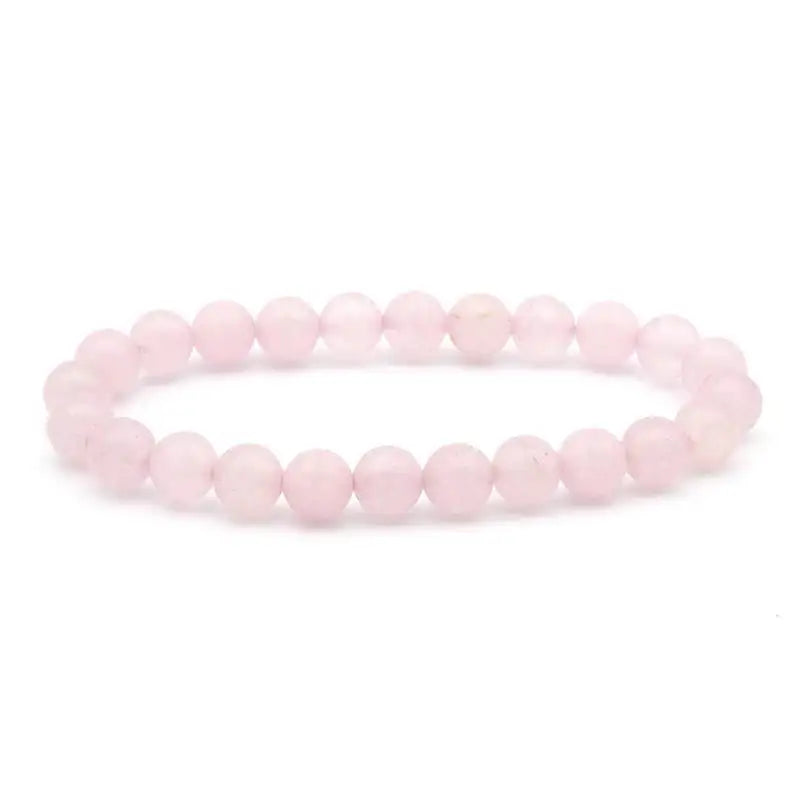 8MM Elastic Natural Stone Bracelets - CS: Powder spar