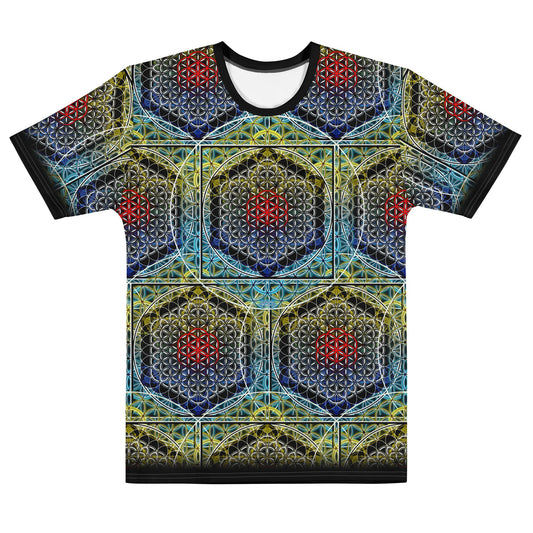 Electric Honeycomb | Sacred Geometry Tee | Cotton All-Over Print T-shirt