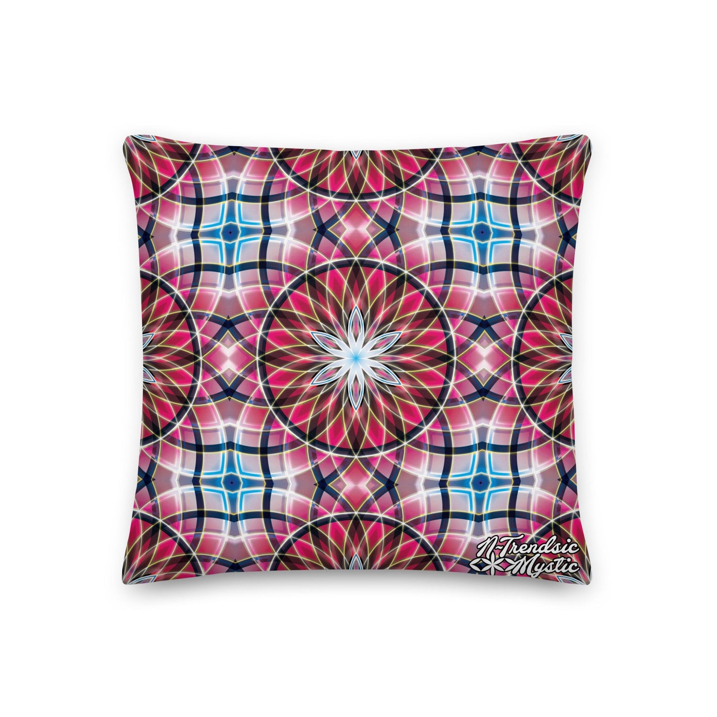Crimson Lunar | Sacred Geometry Premium Pillow – All-Over Print Mystic Home Décor
