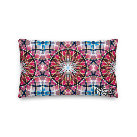 Crimson Lunar | Sacred Geometry Premium Pillow – All-Over Print Mystic Home Décor