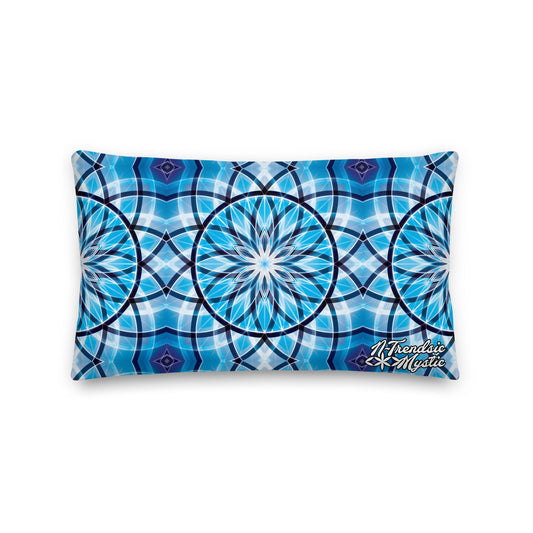 Sapphire Lunar | Sacred Geometry Premium Pillow – All-Over Print Mystic Home Décor