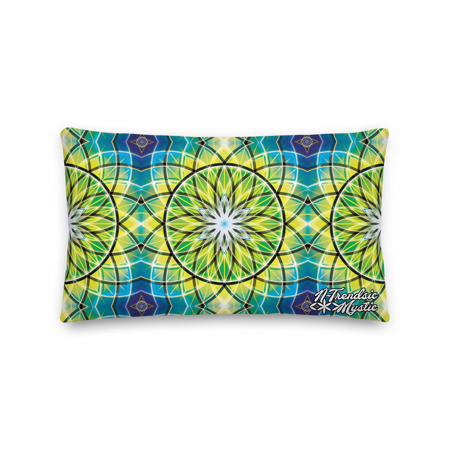 Emerald Lunar | Sacred Geometry Premium Pillow – All-Over Print Mystic Home Décor