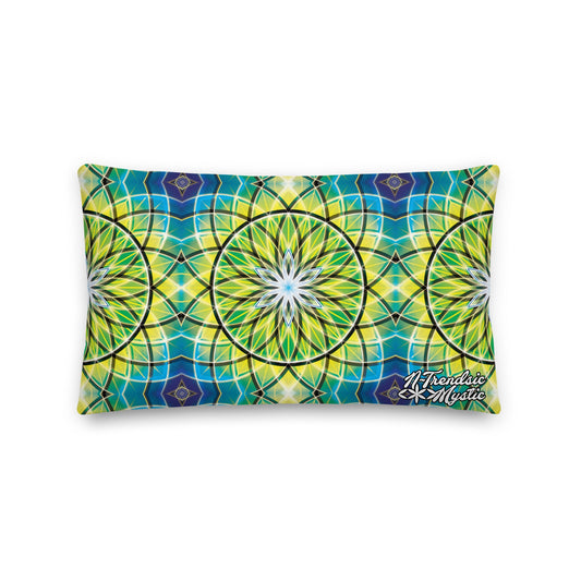 Emerald Lunar | Sacred Geometry Premium Pillow – All-Over Print Mystic Home Décor