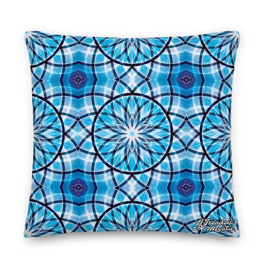 Sapphire Lunar | Sacred Geometry Premium Pillow – All-Over Print Mystic Home Décor