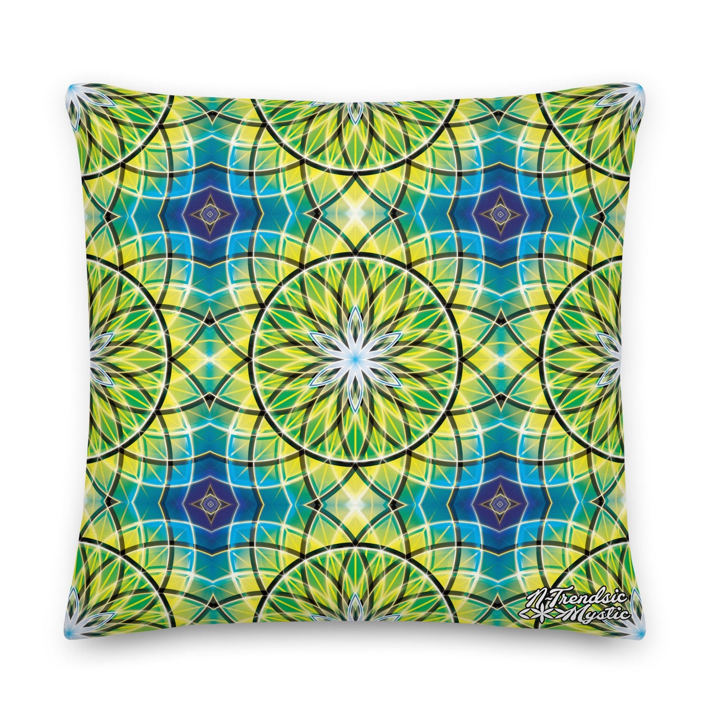Emerald Lunar | Sacred Geometry Premium Pillow – All-Over Print Mystic Home Décor