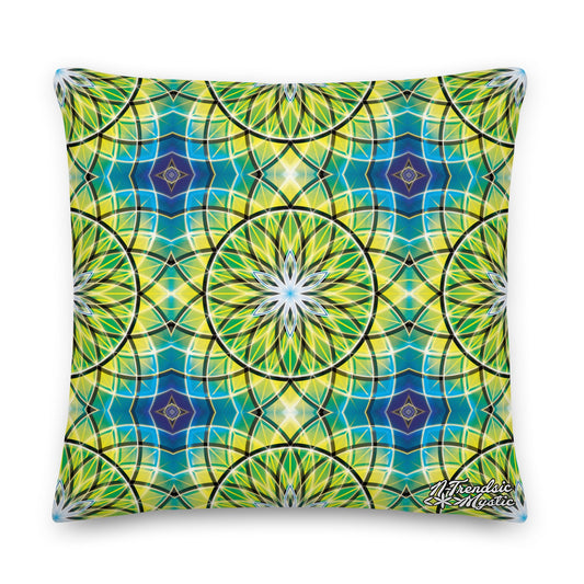 Emerald Lunar | Sacred Geometry Premium Pillow – All-Over Print Mystic Home Décor