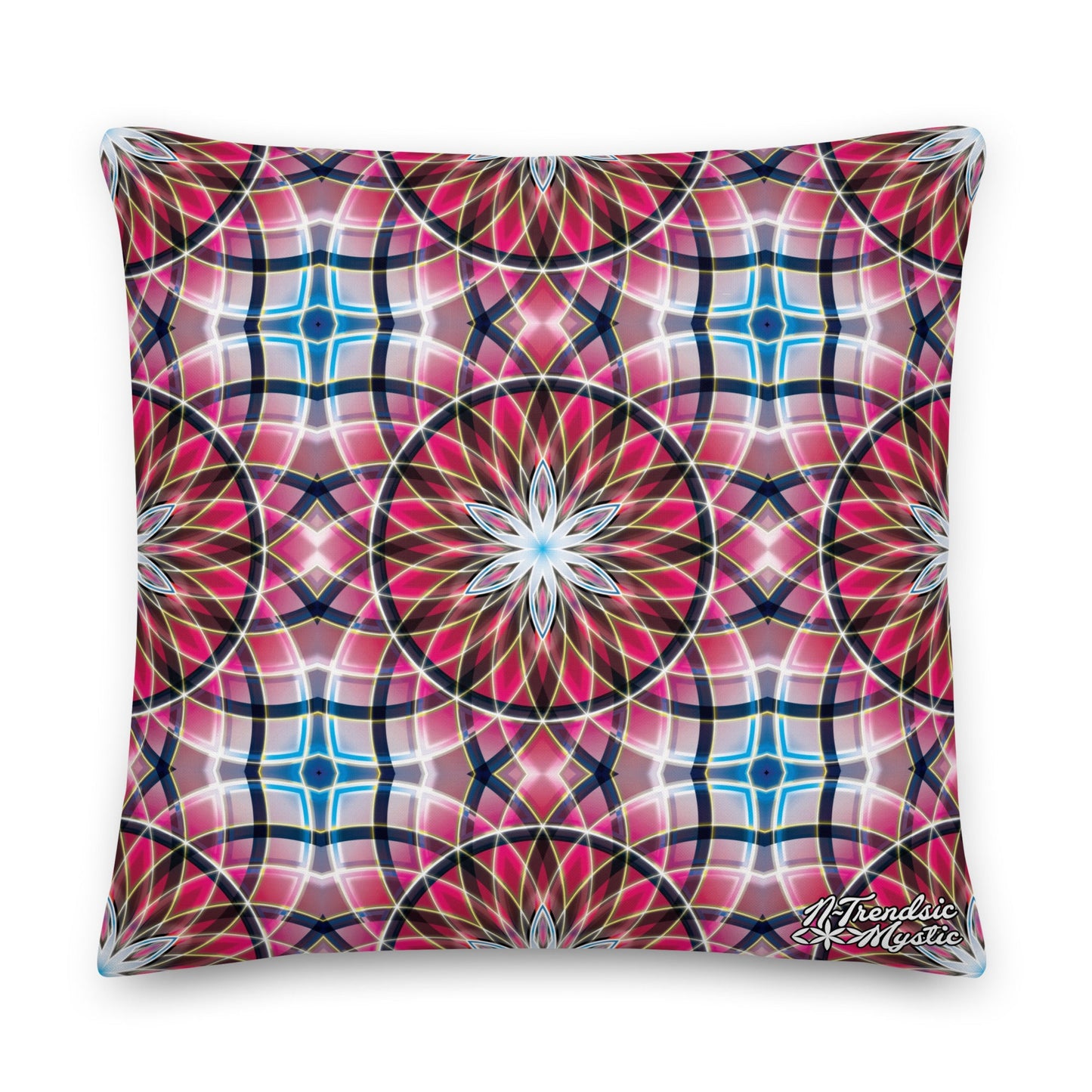 Crimson Lunar | Sacred Geometry Premium Pillow – All-Over Print Mystic Home Décor