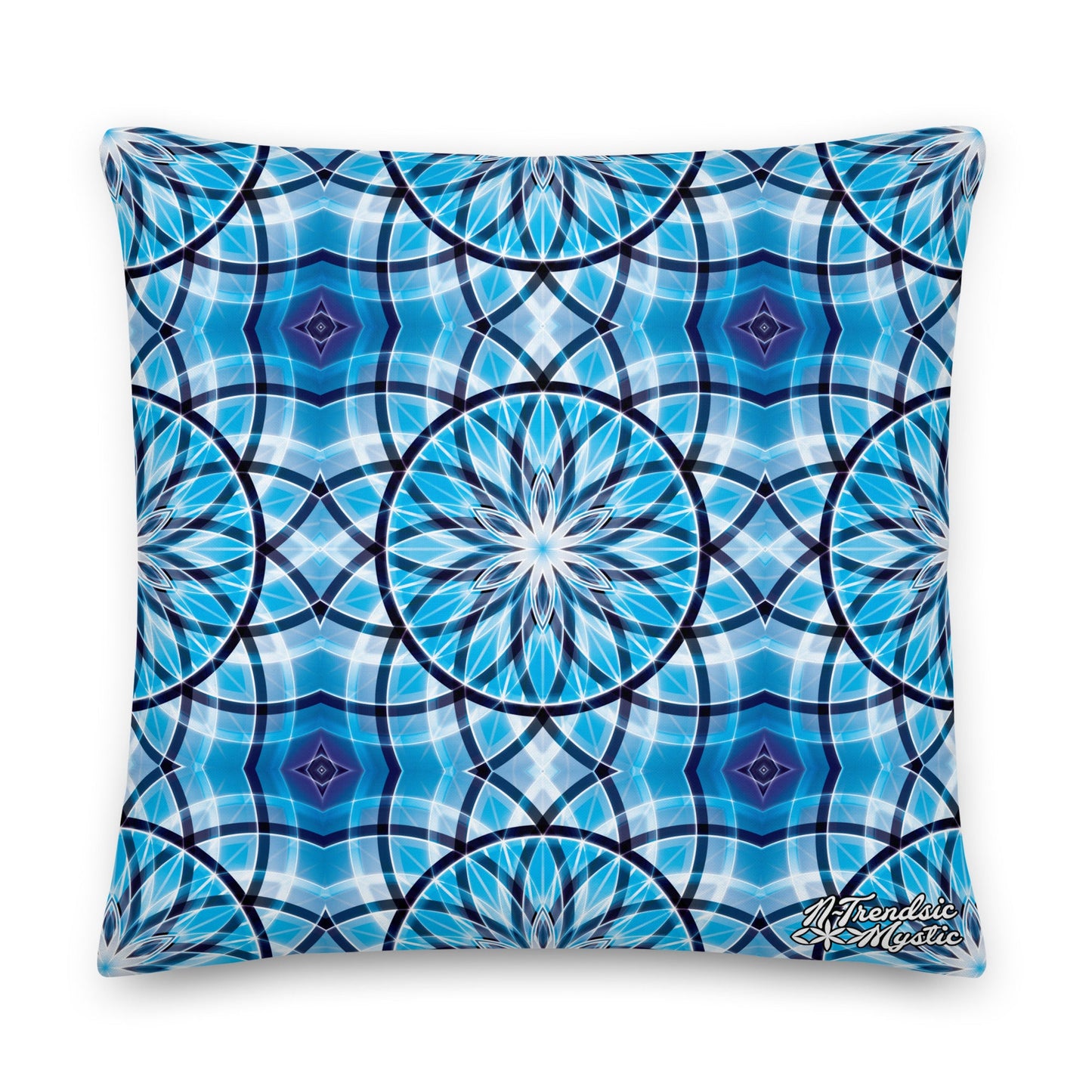 Sapphire Lunar | Sacred Geometry Premium Pillow – All-Over Print Mystic Home Décor