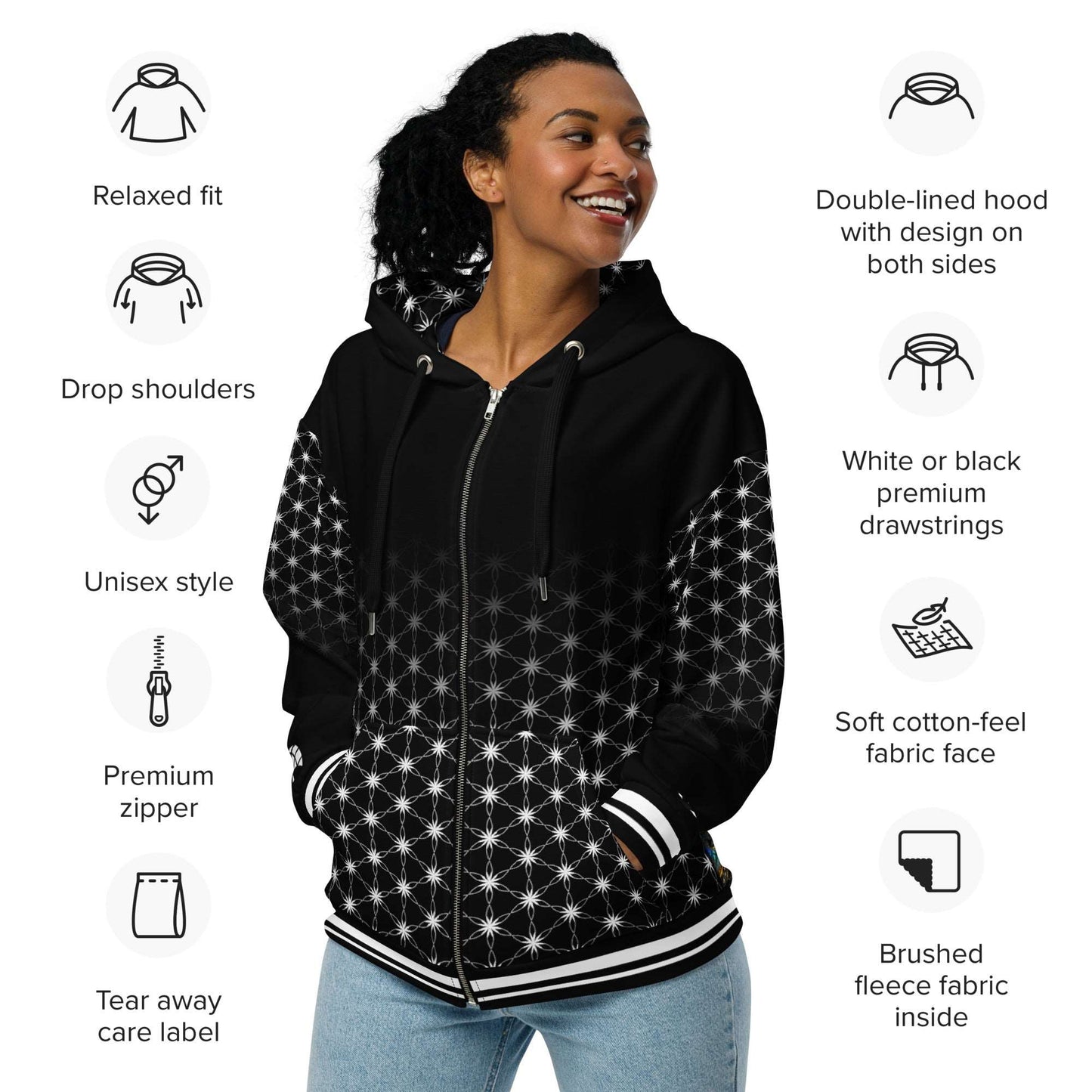 Healing Wellness Deity Sacred Geometry Unisex Zip Hoodie