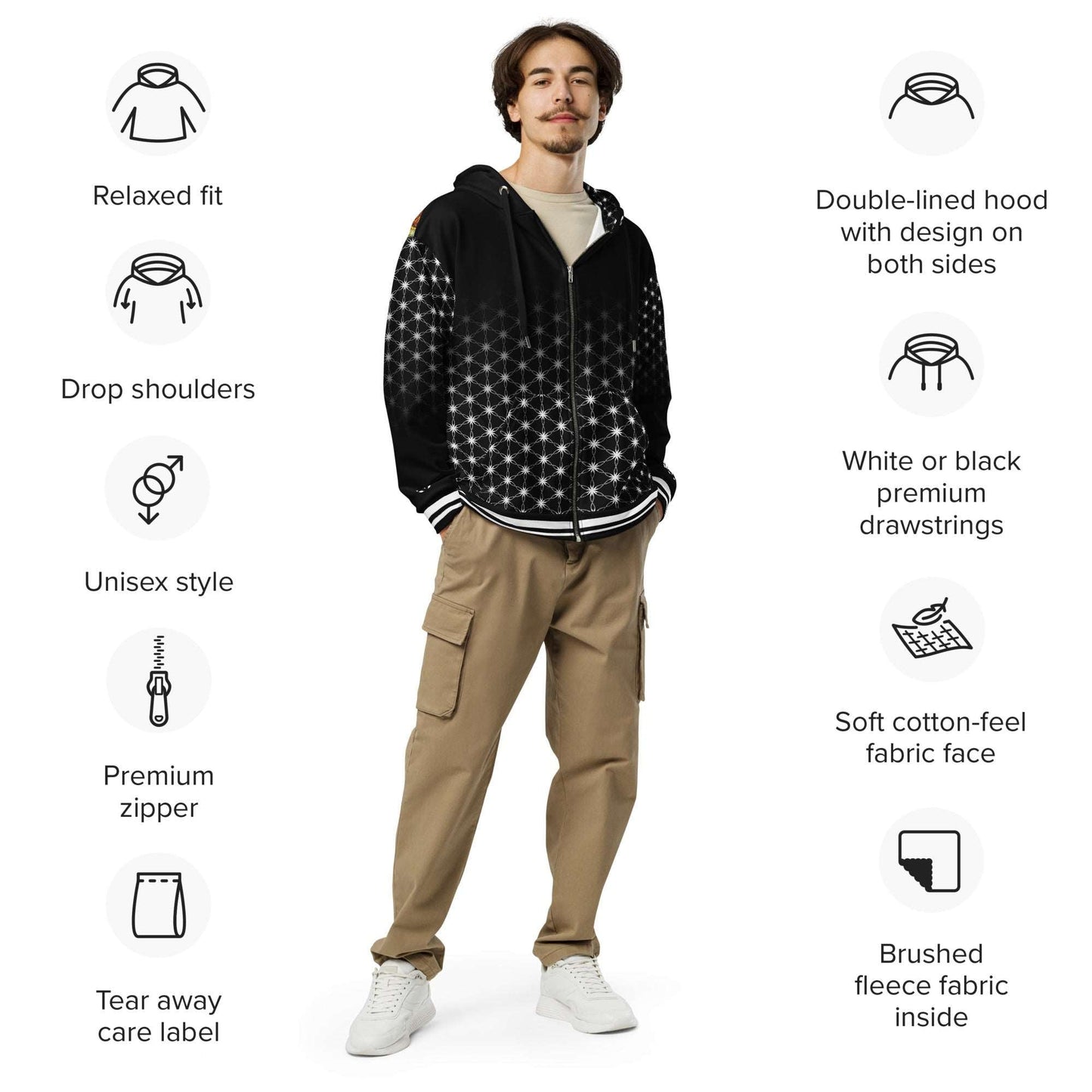 Healing Wellness Deity Sacred Geometry Unisex Zip Hoodie