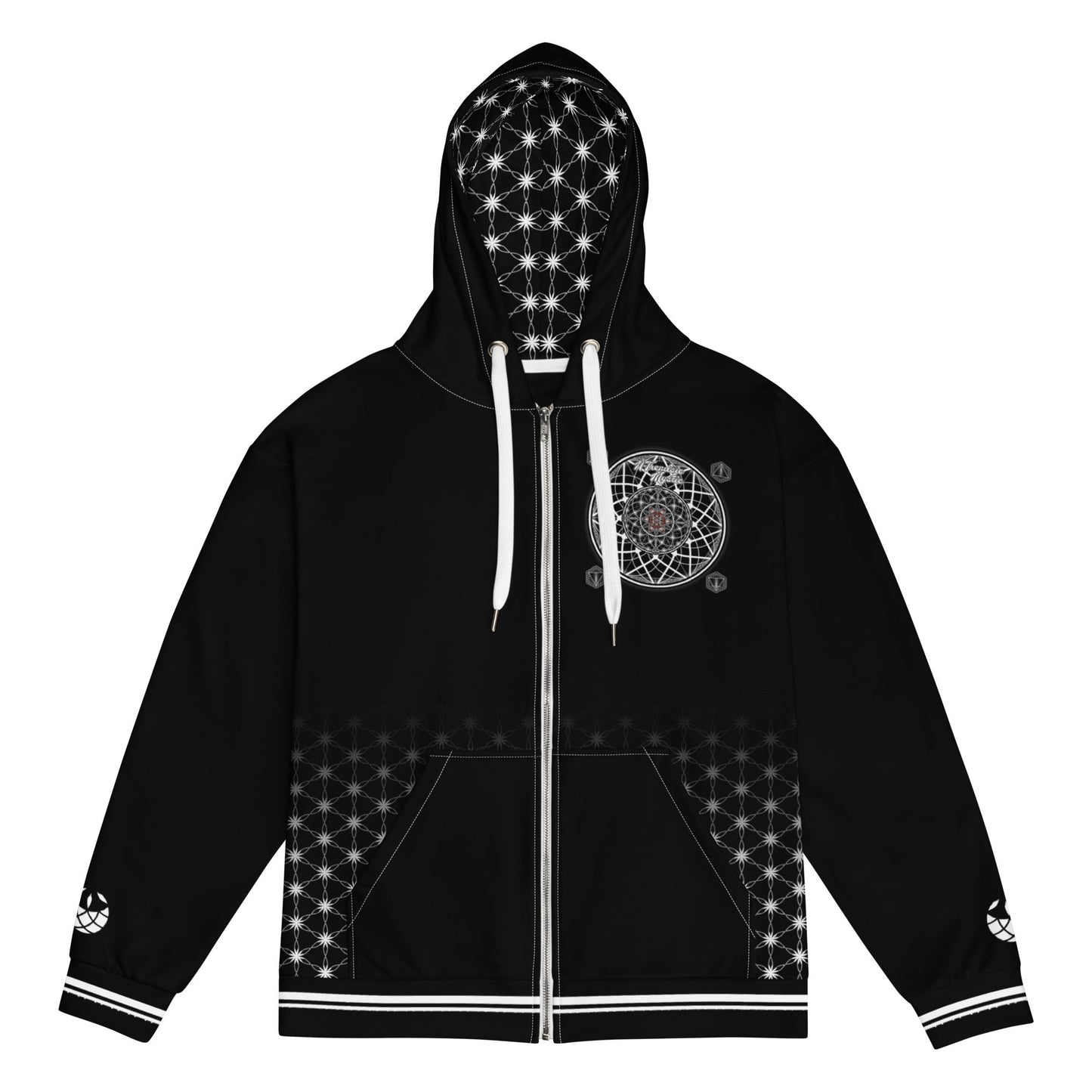 Quantum Bloom Sacred Geometry Unisex Zip Hoodie