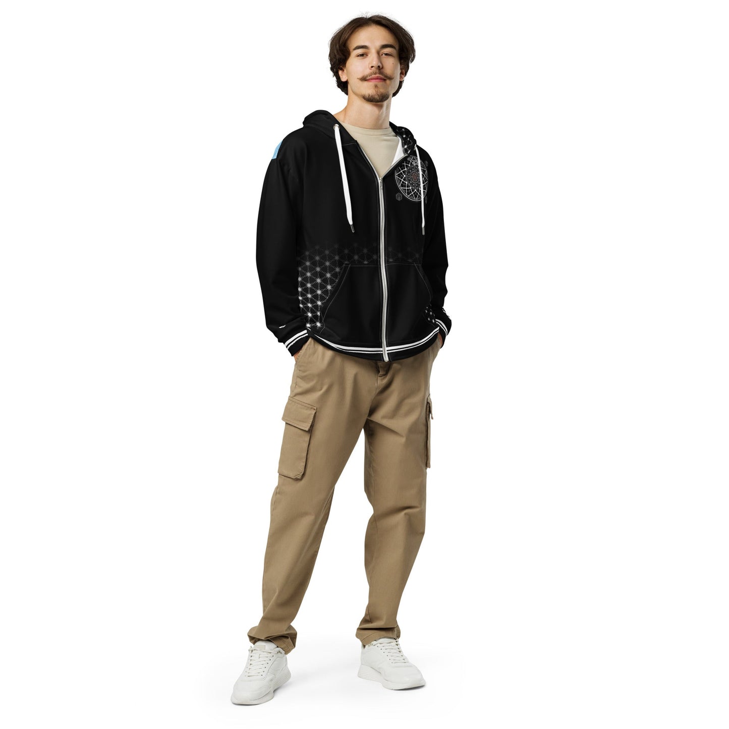 Quantum Bloom Sacred Geometry Unisex Zip Hoodie