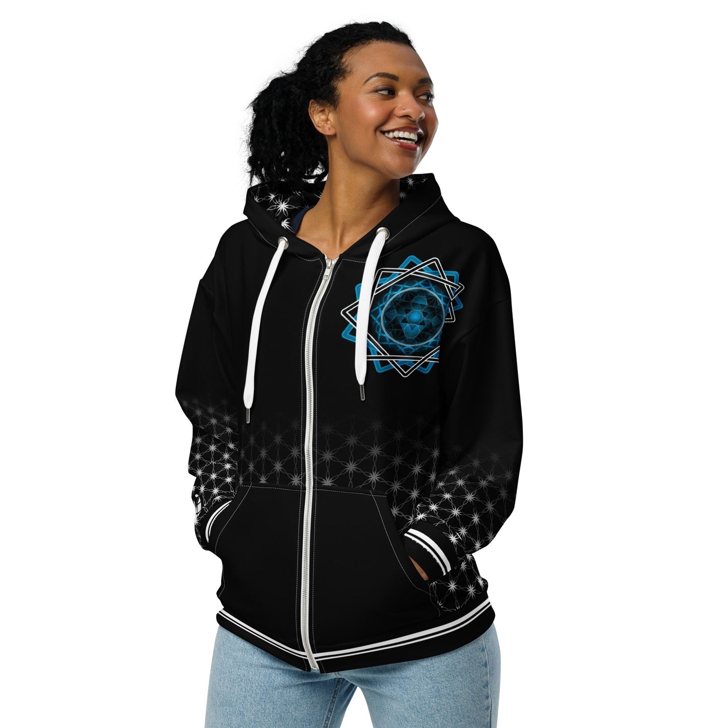 Mystic Melchizedek Sacred Geometry Unisex Zip Hoodie