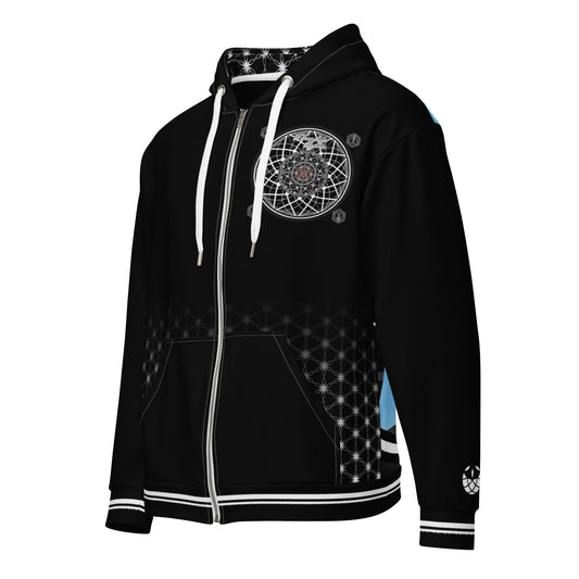 Quantum Bloom Sacred Geometry Unisex Zip Hoodie