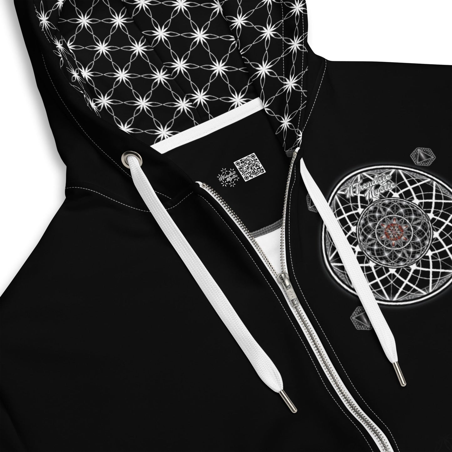 Quantum Bloom Sacred Geometry Unisex Zip Hoodie