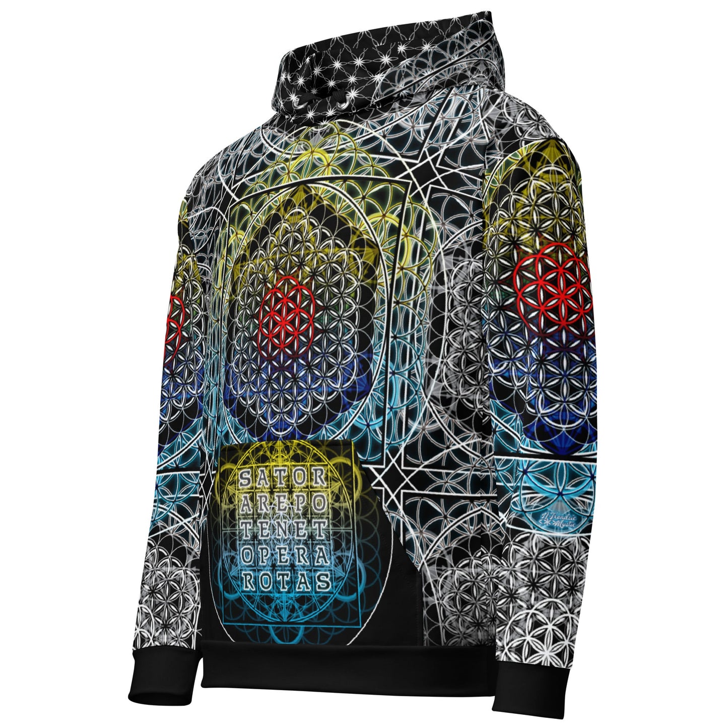 Resonant Architect | SATOR Geometry Cotton Hoodie | Unisex Pullover | Unisex Cotton AOP Hoodie
