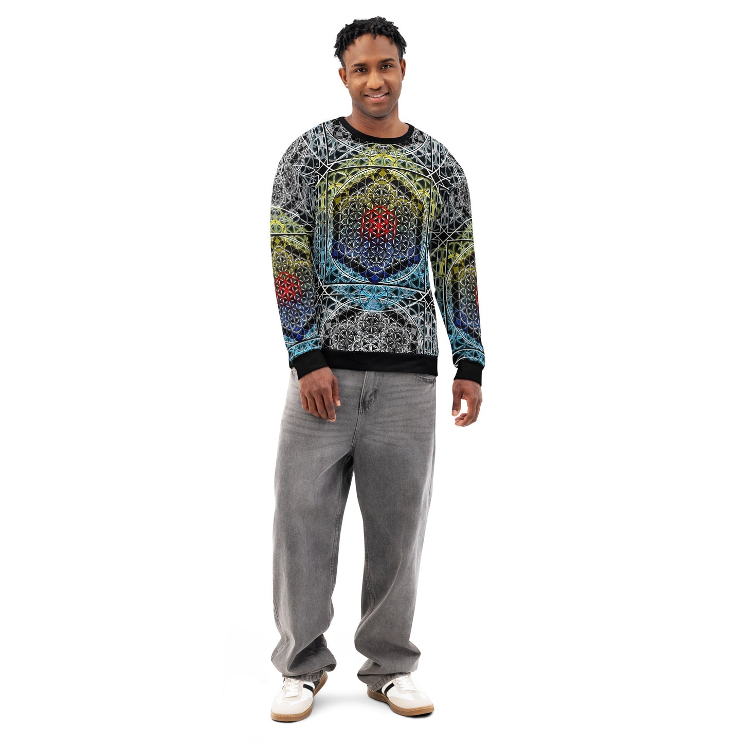 Resonant Architect | Harmonic Grid Cotton Sweatshirt | Unisex Cotton Sweatshirt