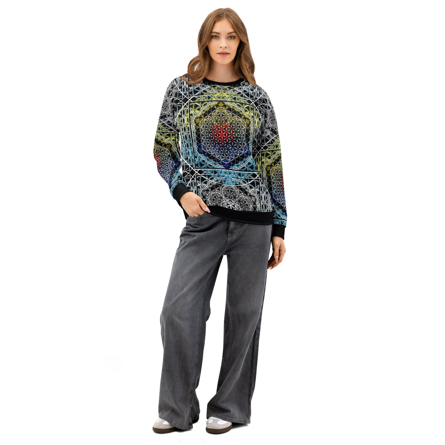 Resonant Architect | Harmonic Grid Cotton Sweatshirt | Unisex Cotton Sweatshirt