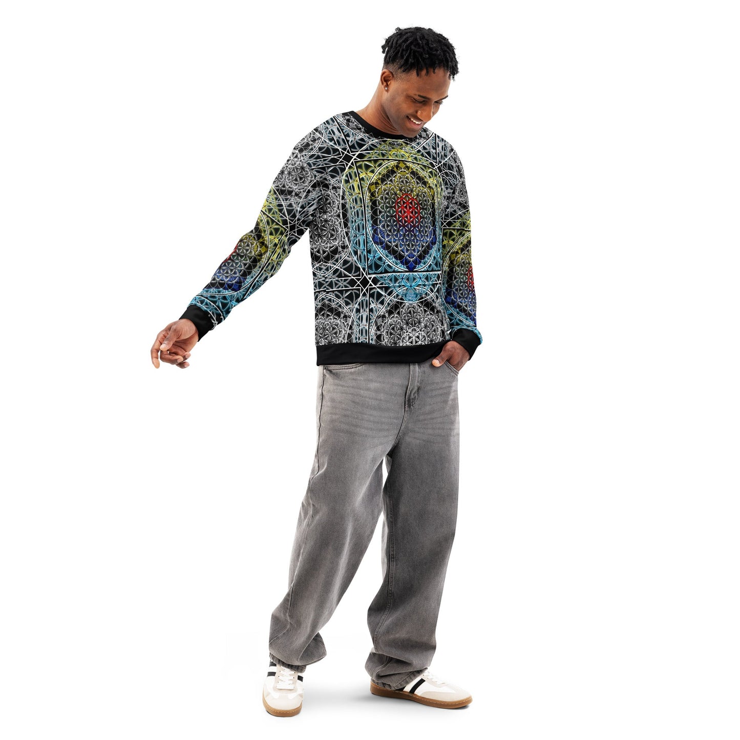 Resonant Architect | Harmonic Grid Cotton Sweatshirt | Unisex Cotton Sweatshirt