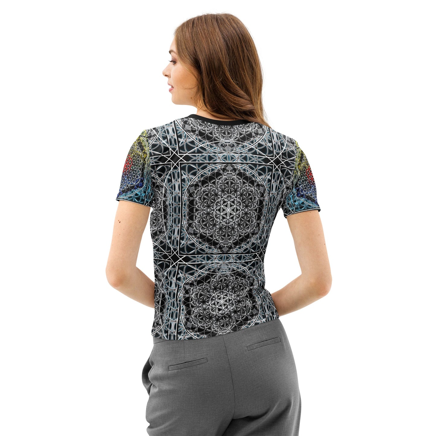 Resonant Architect | Spectrum Geometry Tee | Women’s Cotton Crew Neck AOP T-shirt
