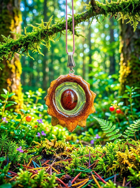 Pinecone Pendant with Bloodstone | Handmade PNW Jewelry | #77