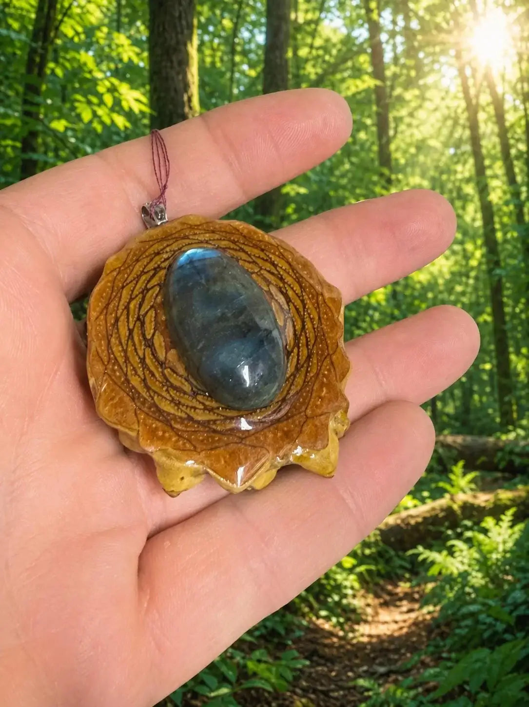 Labradorite Pinecone Pendant | Handmade PNW Jewelry | #41