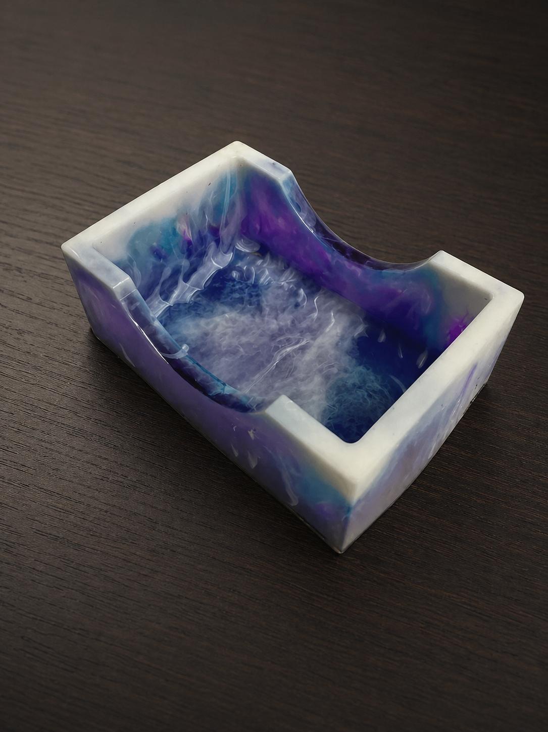Milky Cloud Resin Coasters with Holder | Blue Purple Swirl Art Set