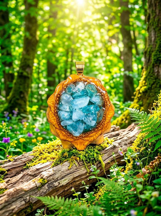 Crystal Chip Pinecone Pendant | Handmade PNW Resin Jewelry | #96