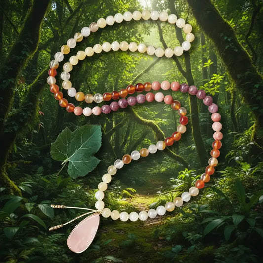 Yellow Jasper Quartz Onyx Aventurine Necklace