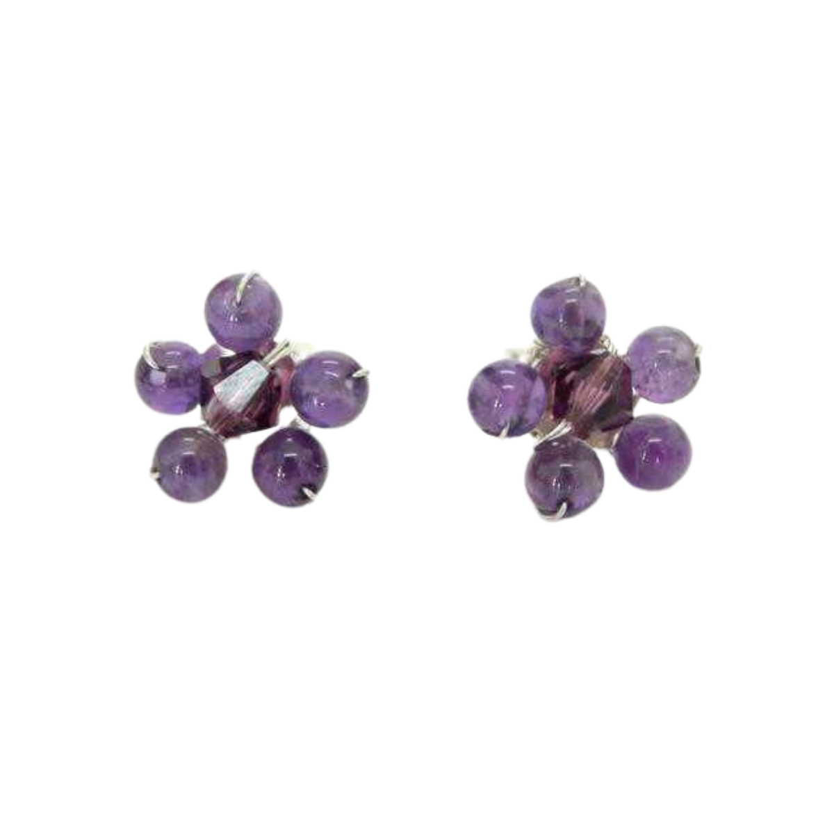 Flower Stud Semi-precious .925 Silver Stone Earrings- Thailand