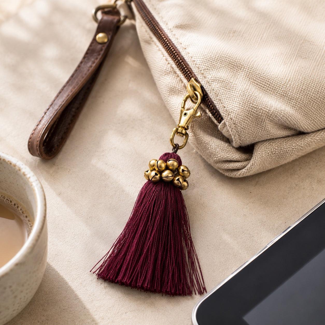 Fair Trade Cotton Tassel Zipper Pull with Bells - Thailand