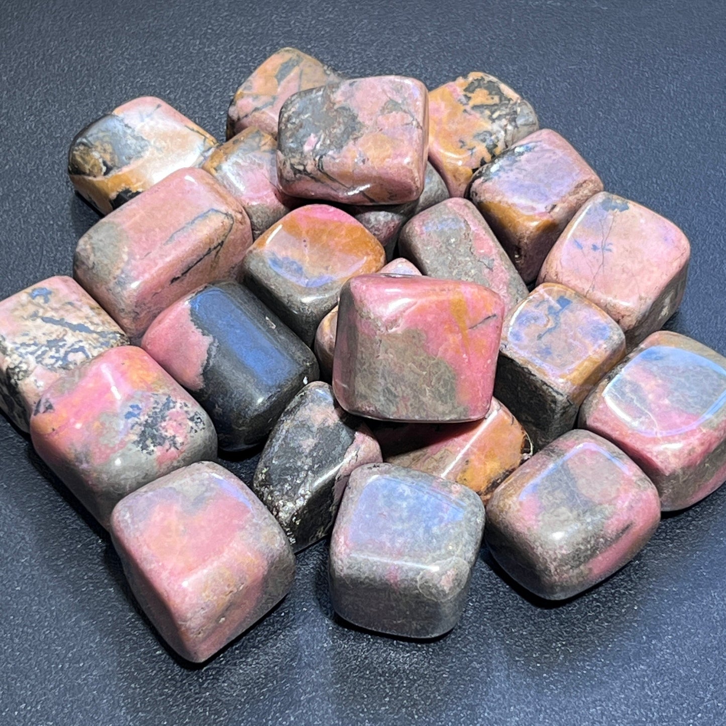 Pink Rhodonite Tumbled Stones (By The Piece or Pound)