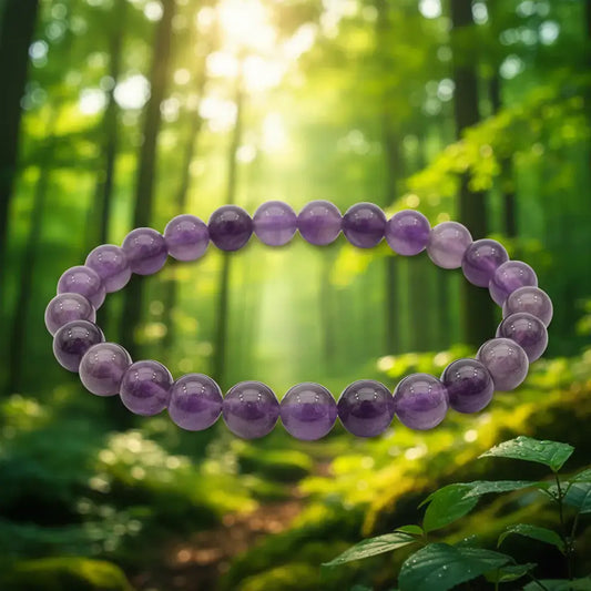 8MM Elastic Natural Stone Bracelets - CS: Amethyst