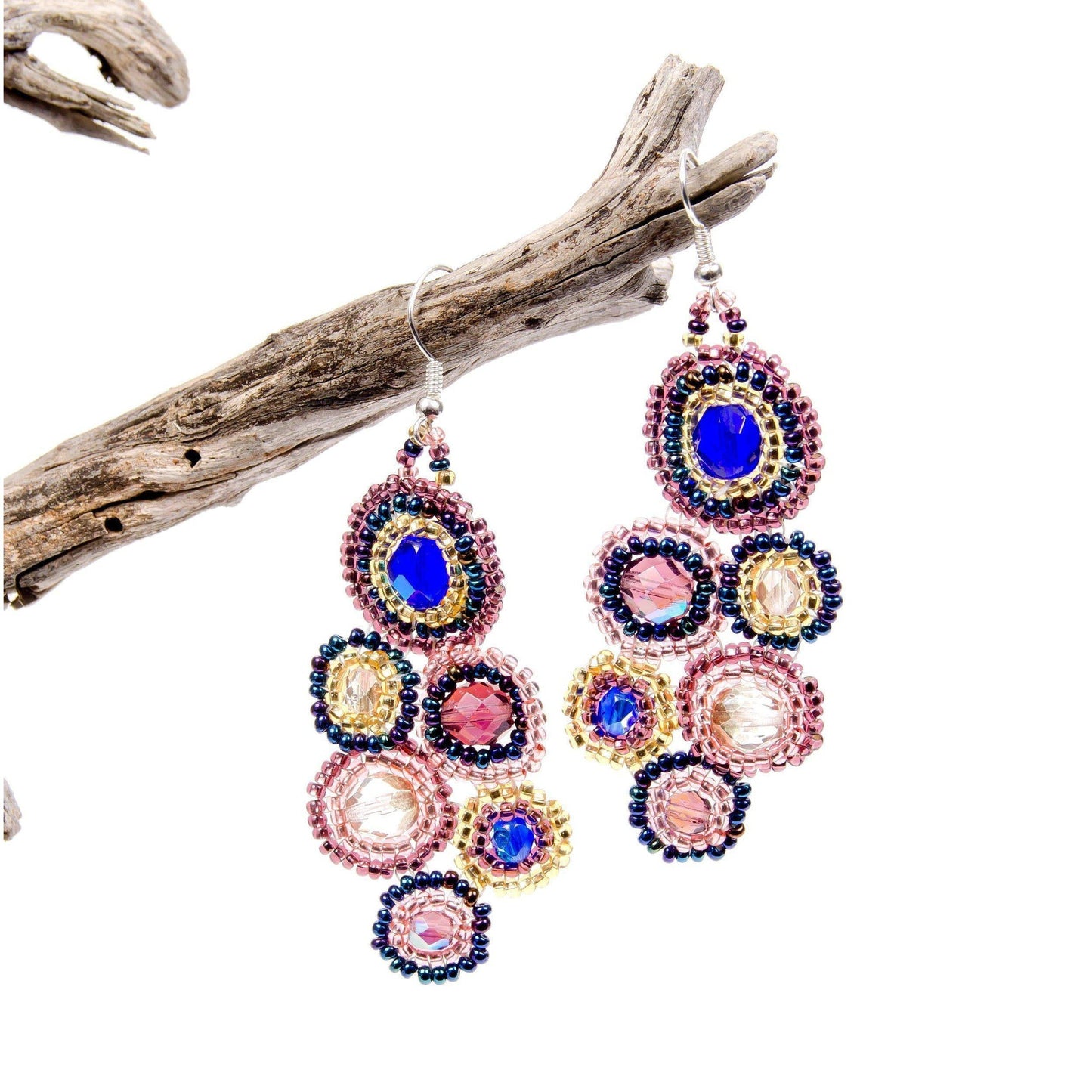 Bola Czech Glass Seed Bead Earrings — Handmade Boho Jewelry Guatemala