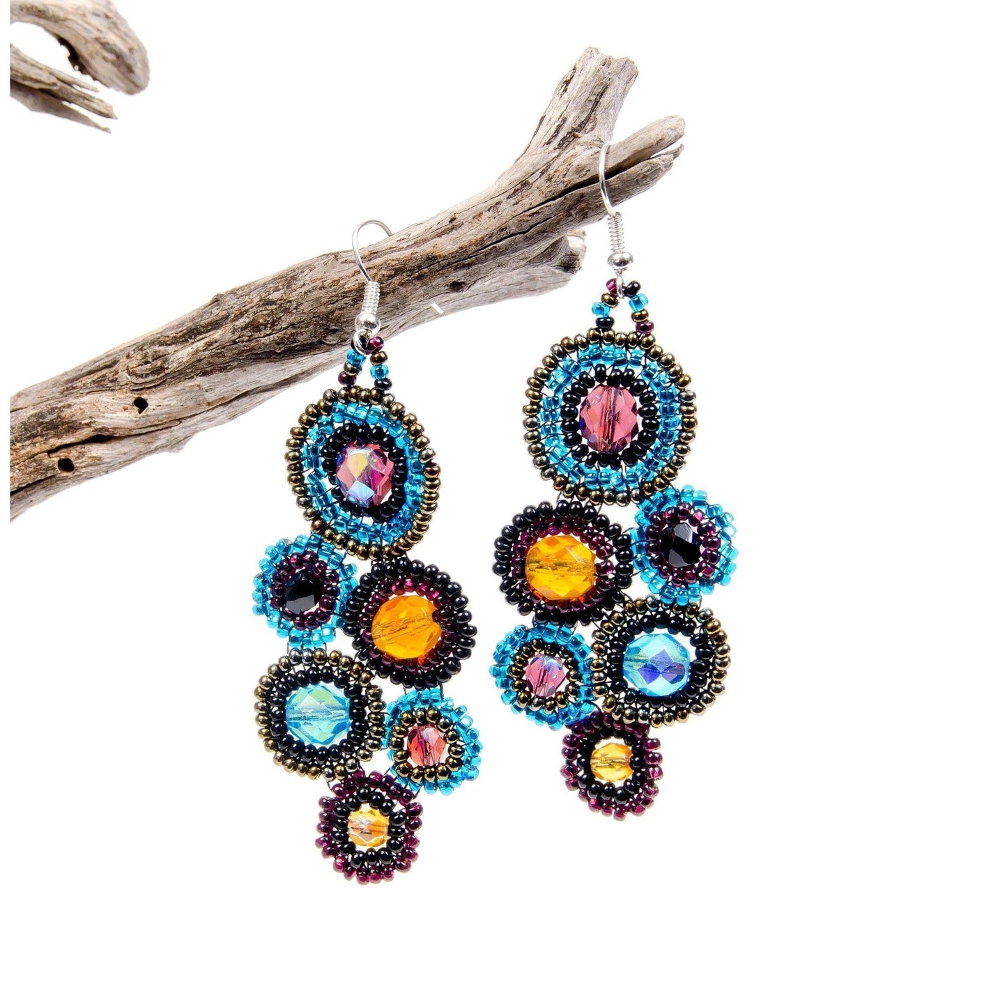 Bola Czech Glass Seed Bead Earrings — Handmade Boho Jewelry Guatemala