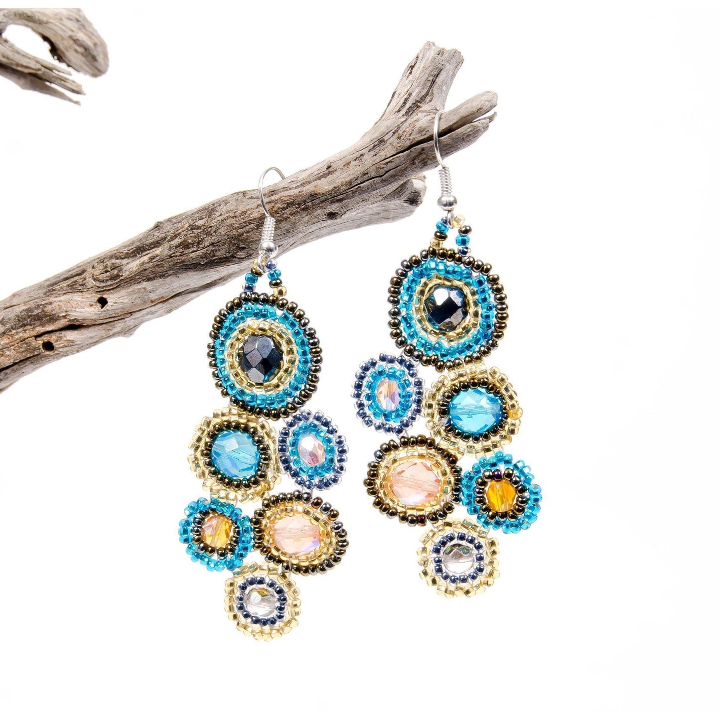Bola Czech Glass Seed Bead Earrings — Handmade Boho Jewelry Guatemala