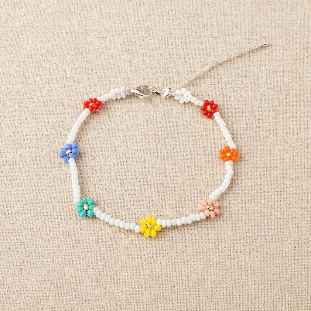 Daisy Seed Bead Flower Boho Bracelet - Guatemala