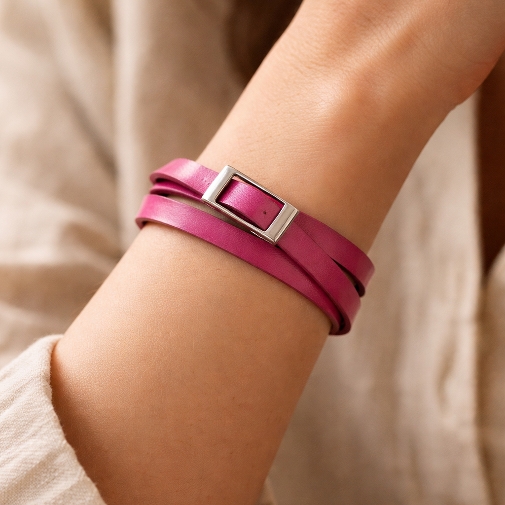 Genuine Leather Wrap Bracelet – Handmade in Thailand