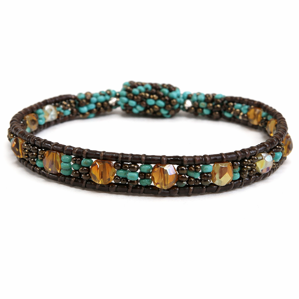 Beaded Bracelet Magnetic Clasp Boho Seed Bead Bracelet Fair Trade - Guatemala