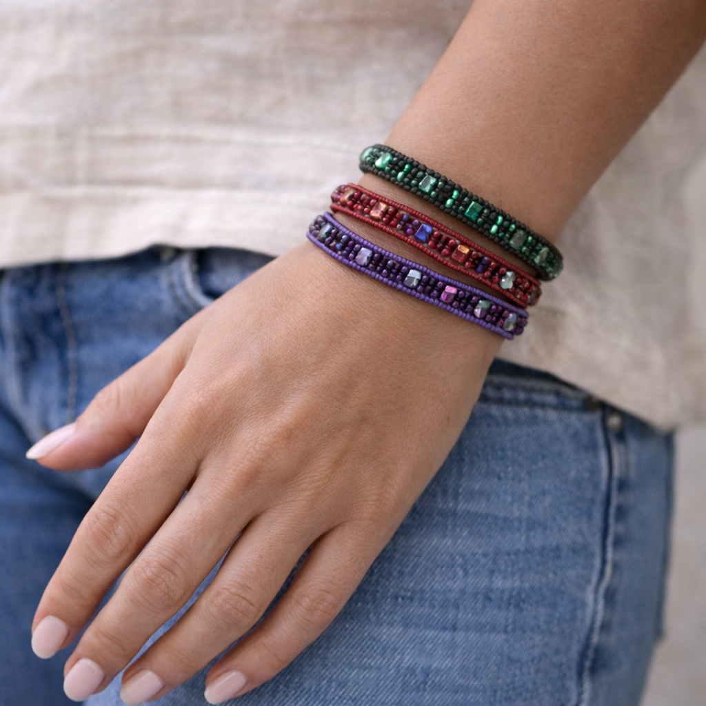 Beaded Bracelet Magnetic Clasp Boho Seed Bead Bracelet Fair Trade - Guatemala
