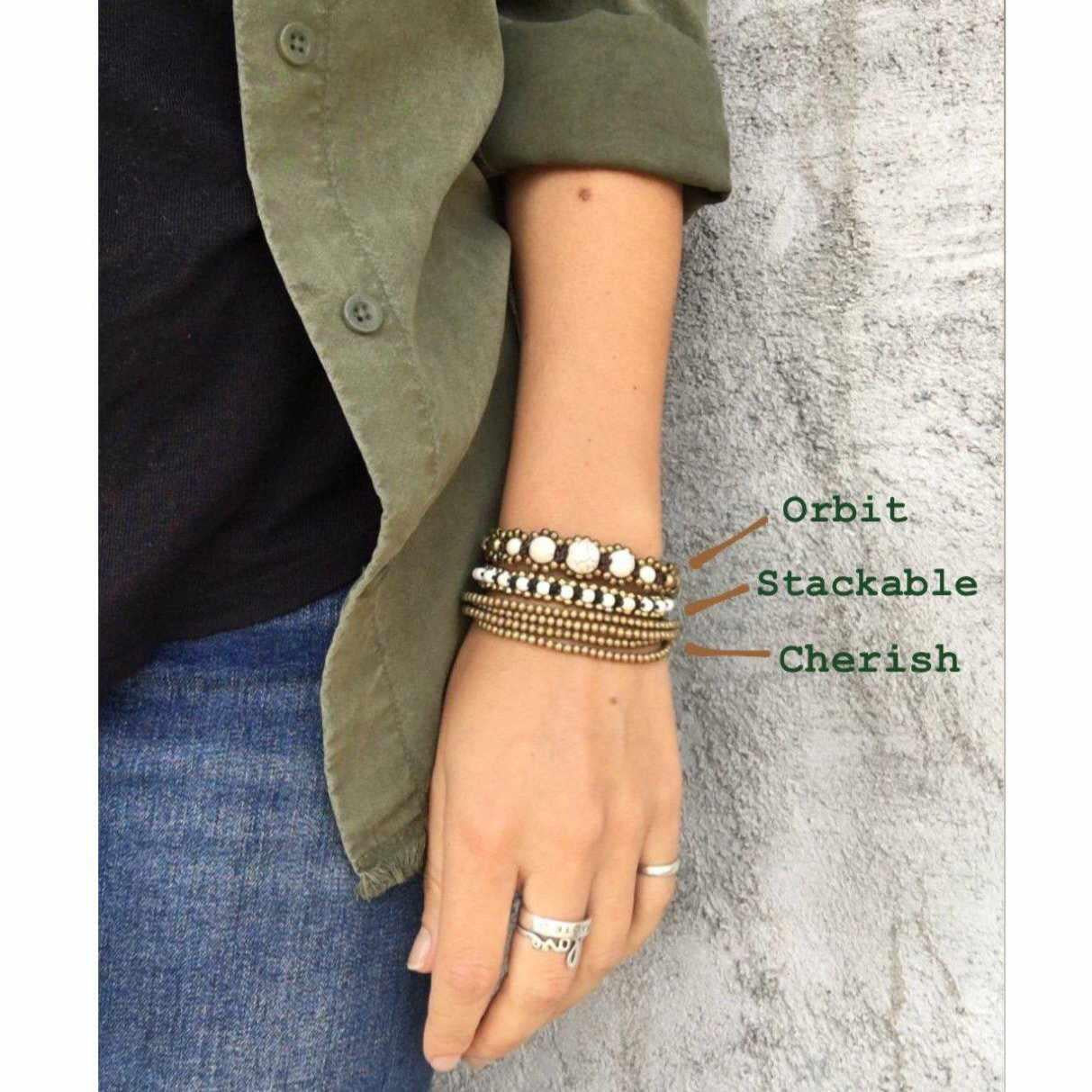 Cherish Brass Metal Bead Adjustable Bracelet - Thailand