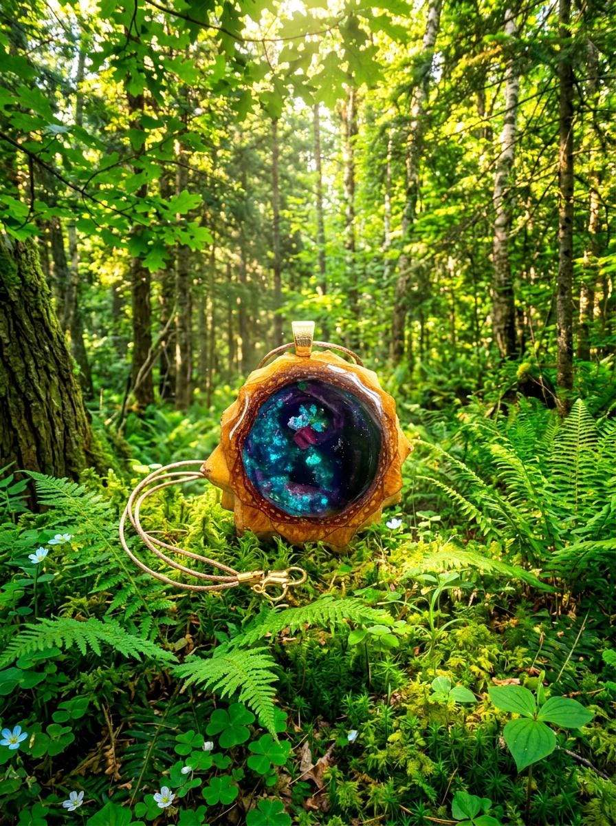 Deep Blue Yin Yang Crystal Pinecone Pendant