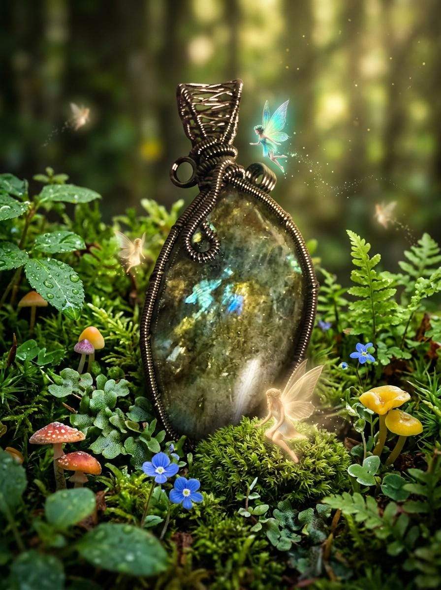 Labradorite Wire Wrap Pendant | Handmade PNW Jewelry | Crystal healing pendant | #10