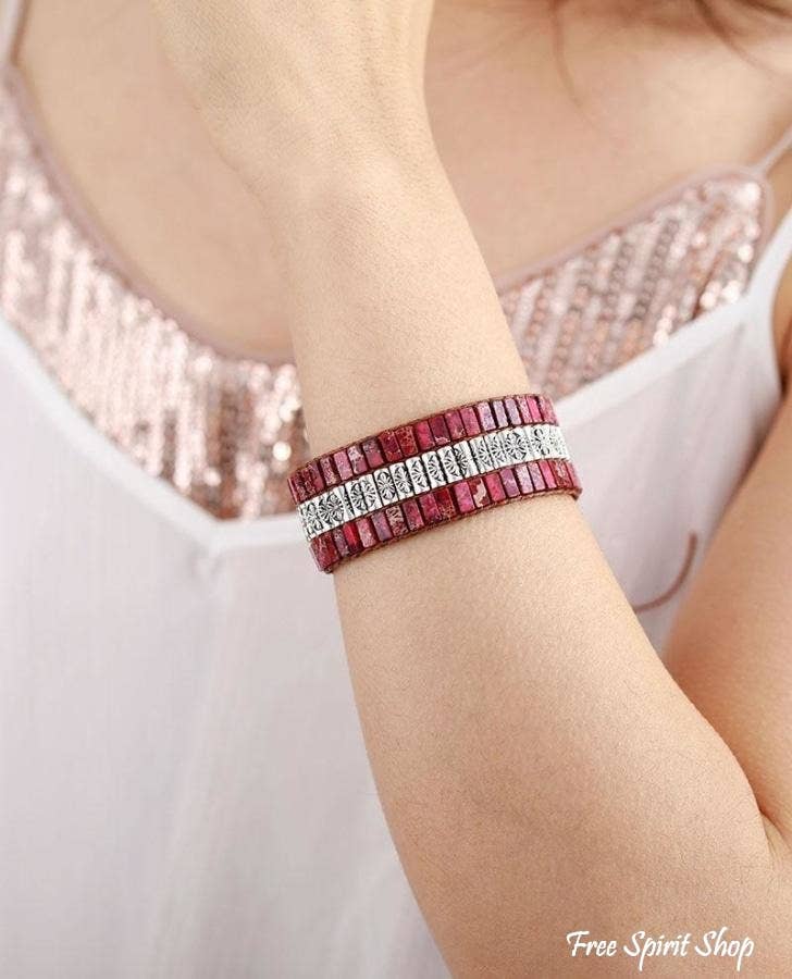 Tibetan Fuchsia Jasper Wrap Bracelet