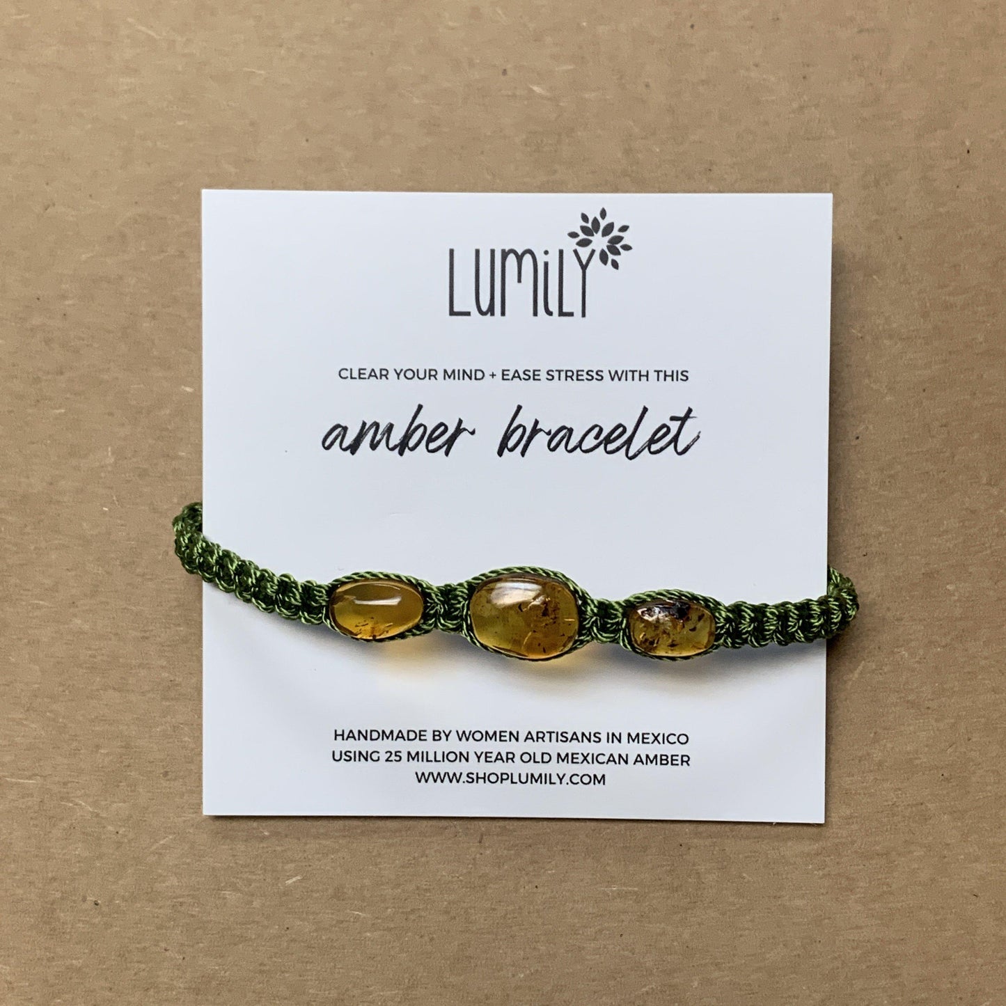 Erika Triple Amber Macrame Pull String Friendship Bracelet - Mexico