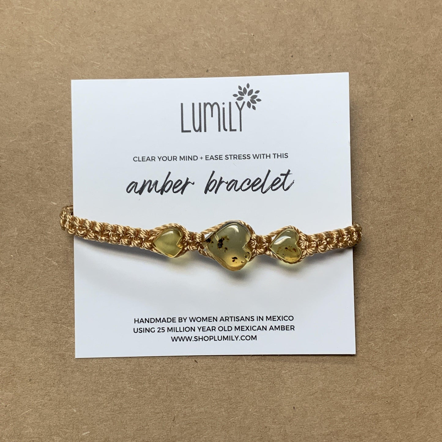 Erika Triple Amber Macrame Pull String Friendship Bracelet - Mexico