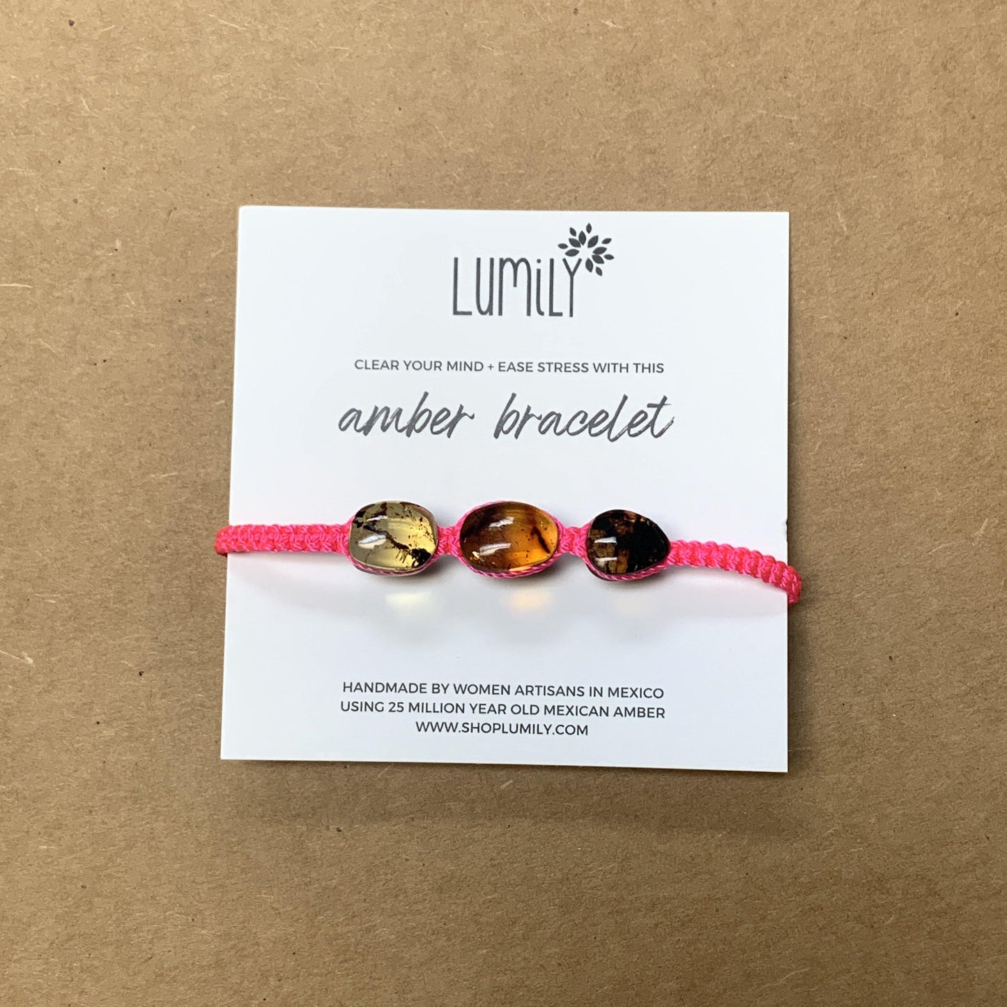 Erika Triple Amber Macrame Pull String Friendship Bracelet - Mexico