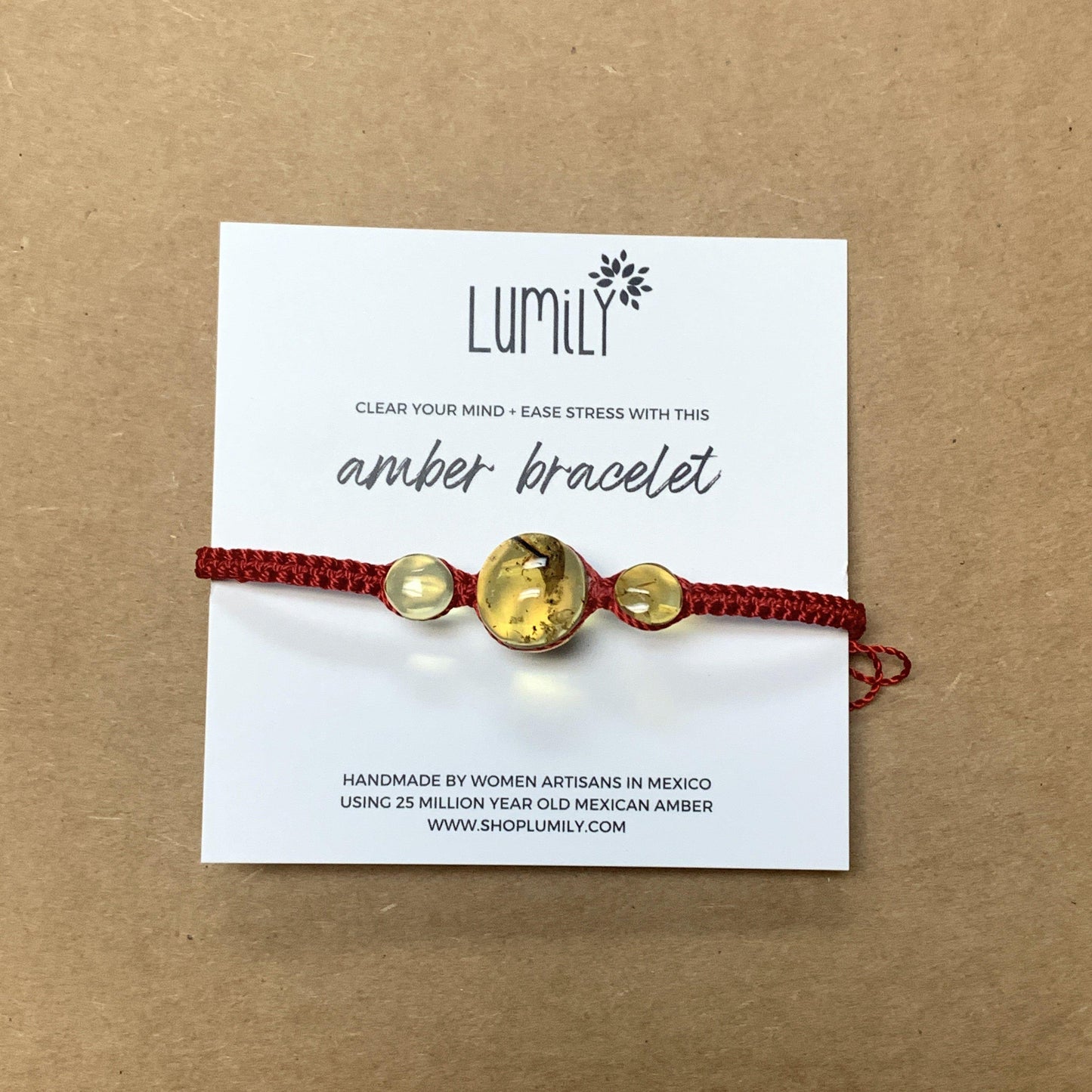 Erika Triple Amber Macrame Pull String Friendship Bracelet - Mexico